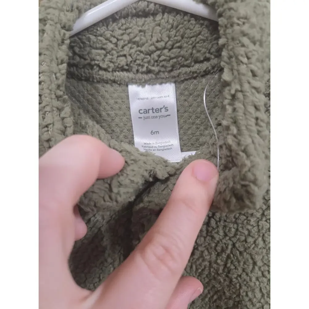 5/$20 Olive Green Fleece Sweater - Carter's - 6mo